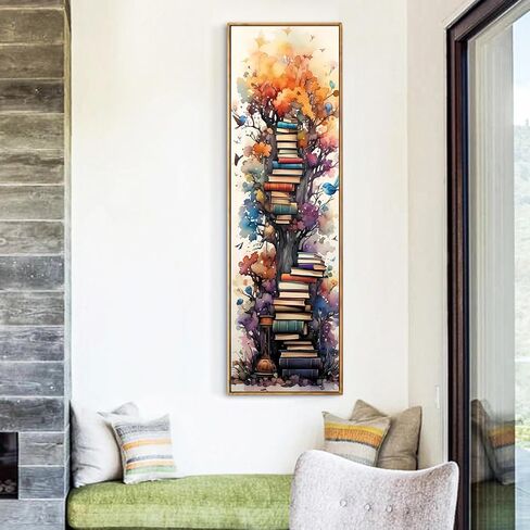 Large Diamond Art Painting, DIY Book Round Diamond Painting Kits for Adults Beginners, Crystal Rhinestones for Home Wall Decoration Gift,30x90cm/11.8×35.4in in Kuwait