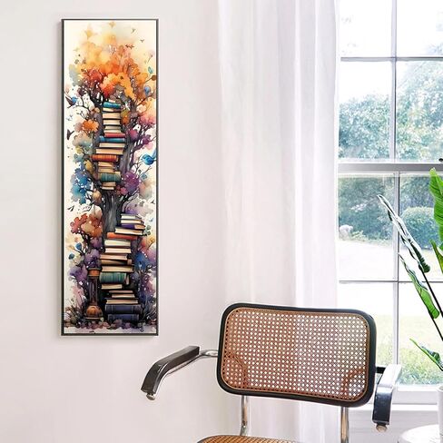 Large Diamond Art Painting, DIY Book Round Diamond Painting Kits for Adults Beginners, Crystal Rhinestones for Home Wall Decoration Gift,30x90cm/11.8×35.4in in Kuwait