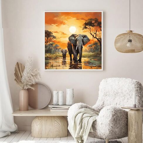 AMORARS Elephant Diamond Art Kits for Adults - 5D Diamond Painting Kit for Beginners, Round Diamond Dot Gem Art Home Decoration Crafts Gifts, 12X12Inch in Saudi Arabia