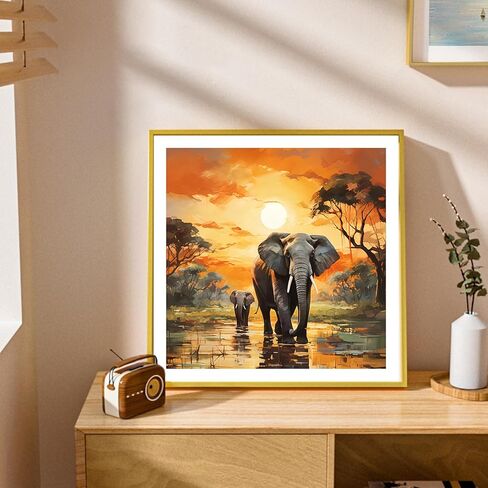 AMORARS Elephant Diamond Art Kits for Adults - 5D Diamond Painting Kit for Beginners, Round Diamond Dot Gem Art Home Decoration Crafts Gifts, 12X12Inch in Saudi Arabia