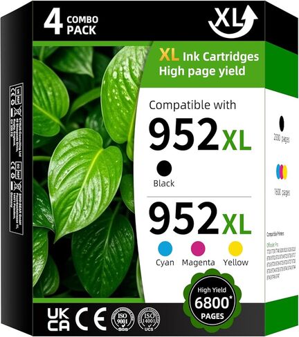 952XL High Yield Ink Cartridge Replacement for HP 952XL Compatible with HP OfficeJet Pro 7720 7730 7740 8200 8210 8216 8218 (Black Cyan Magenta Yellow 4 Pack) in Saudi Arabia