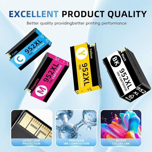 952XL High Yield Ink Cartridge Replacement for HP 952XL Compatible with HP OfficeJet Pro 7720 7730 7740 8200 8210 8216 8218 (Black Cyan Magenta Yellow 4 Pack) in Saudi Arabia