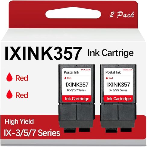 2 حزمة IXINK357 Neopost استبدال خرطوشة الحبر المتوافقة مع IX-3 IX-5 IX-7 Pro سلسلة أنظمة البريد البريدية متر حبر البريد الأحمر الفلوريسنت in Kuwait