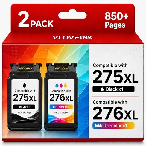 275XL 276XL Ink Cartridges Combo Pack Replacement for Canon Ink 275 and 276 PG-275XL CL-276XL to use with Pixma TR4720 TS3720 TS3722 TR4700 TS3522 TS3500 TS3700 Printer (2 Pack, 1 Black 1 Color) in Saudi Arabia