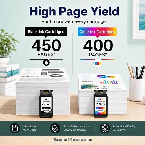 275XL 276XL Ink Cartridges Combo Pack Replacement for Canon Ink 275 and 276 PG-275XL CL-276XL to use with Pixma TR4720 TS3720 TS3722 TR4700 TS3522 TS3500 TS3700 Printer (2 Pack, 1 Black 1 Color) in Saudi Arabia