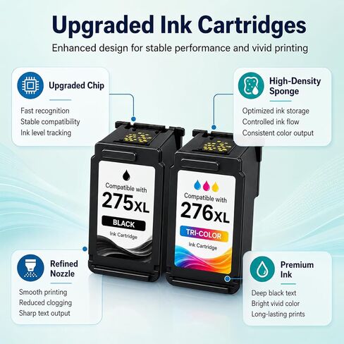 275XL 276XL Ink Cartridges Combo Pack Replacement for Canon Ink 275 and 276 PG-275XL CL-276XL to use with Pixma TR4720 TS3720 TS3722 TR4700 TS3522 TS3500 TS3700 Printer (2 Pack, 1 Black 1 Color) in Saudi Arabia