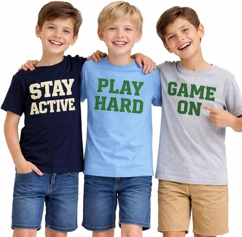 Boys T Shirts 3 Pack Cotton Short Sleeve Tee Shirts Casual Summer Tops for Kids and Big Boys 4-13 Years in Saudi Arabia