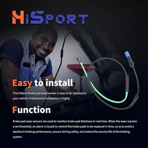 HiSport Rear Disc Brake Pad Wear Sensors 34356861808 34356890791 Compatible with BMW 520I 530E 530I 540D 540I 550I 740E 740I 740LE 745E 745LE XDRIVE 750I 840I ALPINA B7 B8 X6 and M Series in Kuwait
