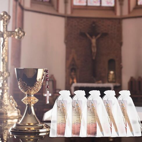 Spakon 25-Piece Father's Day Christian Gift Set with Bible Verse Bamboo Pens, Wooden Scripture Bookmarks, and Organza Bags in Kuwait