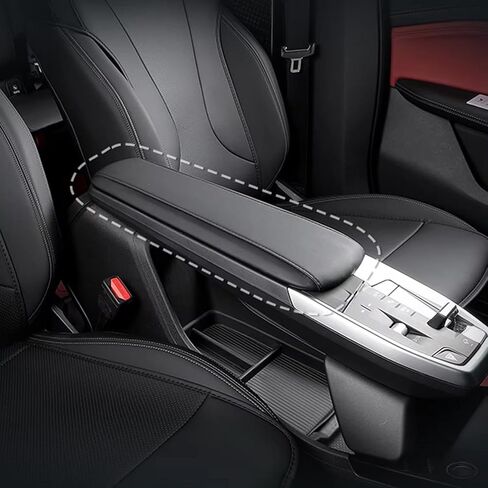 Car Center Console Cover for BMW X1 U11 2023 2024 LHD, Armrest Cushion Waterproof Armrest Box Protector Vehicle Interior Accessories,Black in Kuwait
