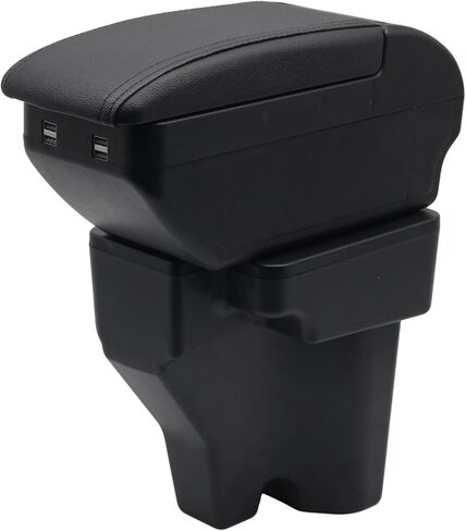 YJYWZH Car Armrest Box for Hyundai Venue 2021-2026 Accessories Center Console Organizer, Interior Double-Layer Storage Box Leather Arm Rest with Hidden Cup Holder Phone Holder Black Thread in Saudi Arabia