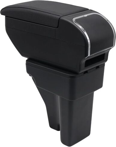 YJYWZH Car Armrest Box for Hyundai Venue 2021-2026 Accessories Center Console Organizer, Interior Double-Layer Storage Box Leather Arm Rest with Hidden Cup Holder Phone Holder Black Thread in Saudi Arabia