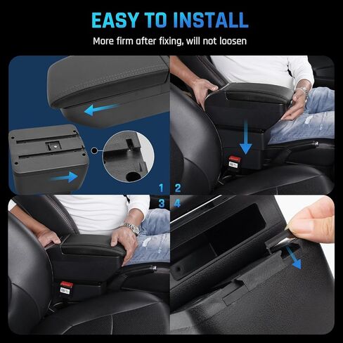 YJYWZH Car Armrest Box for Hyundai Venue 2021-2026 Accessories Center Console Organizer, Interior Double-Layer Storage Box Leather Arm Rest with Hidden Cup Holder Phone Holder Black Thread in Saudi Arabia