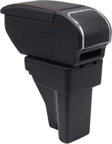 YJYWZH Car Armrest Box for Hyundai Venue 2021-2026 Accessories Center Console Organizer, Interior Double-Layer Storage Box Leather Arm Rest with Hidden Cup Holder Phone Holder Black Thread in Saudi Arabia