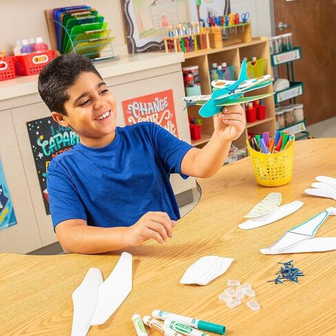 Fun Express DIY STEAM Design Your Own Plane & Glider Kit 9" x 9" - Educational Pieces for Fun Learning Activities for Kids - 10 Pieces in Kuwait