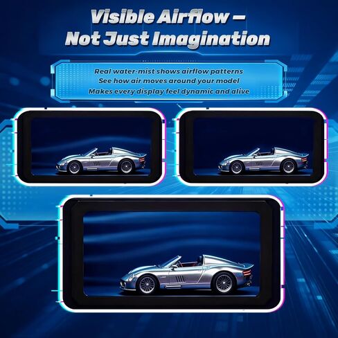 Desktop Wind Tunnel for 1:64 Diecast Cars, Mini Display Model with Water-Mist Airflow Simulation, Desk Scene for Hot Wheels & Toy Car Experiments (Black) in Saudi Arabia