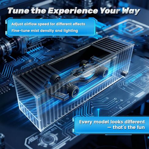 Desktop Wind Tunnel for 1:64 Diecast Cars, Mini Display Model with Water-Mist Airflow Simulation, Desk Scene for Hot Wheels & Toy Car Experiments (Black) in Saudi Arabia