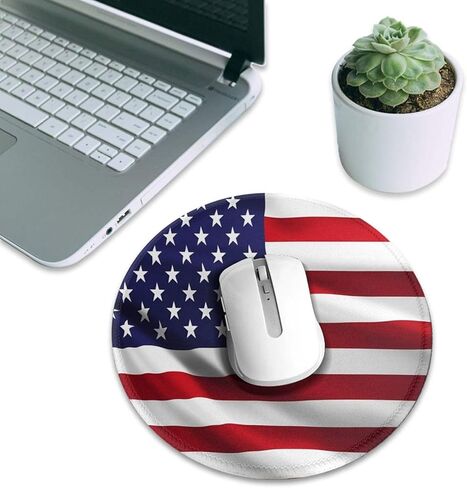 USA Flag Mouse Pad with Non-Slip Rubber Base Round Gaming Pads Mousepad Mouse Mat for Computer Office Desk Accessories in Saudi Arabia