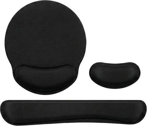 3PCS Keyboard Wrist Rest Set, Ergonomic Memory Foam Wrist Support with Keyboard Pad, Mouse Pad and Small Hand Rest, Soft Gel Cushion for Comfortable Typing, Office Home Computer – Black in Saudi Arabia