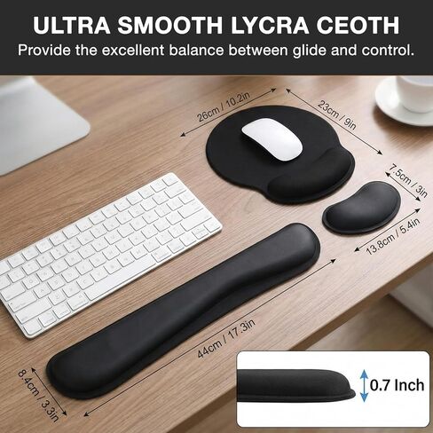 3PCS Keyboard Wrist Rest Set, Ergonomic Memory Foam Wrist Support with Keyboard Pad, Mouse Pad and Small Hand Rest, Soft Gel Cushion for Comfortable Typing, Office Home Computer – Black in Saudi Arabia