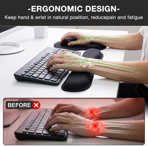 3PCS Keyboard Wrist Rest Set, Ergonomic Memory Foam Wrist Support with Keyboard Pad, Mouse Pad and Small Hand Rest, Soft Gel Cushion for Comfortable Typing, Office Home Computer – Black in Saudi Arabia
