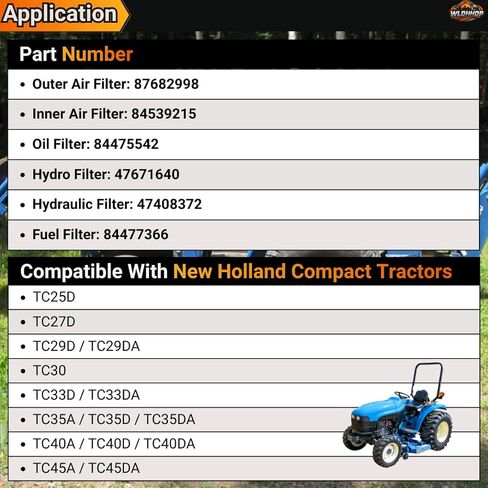 84475542 84475483 84539215 47797858 47671640 87682998 Filter Kit Compatible with New Holland Tractors TC25D TC27D TC29D TC29DA TC30 TC33D TC33DA TC35A TC35D TC35DA TC40A TC40D TC40DA TC45A TC45DA in Saudi Arabia