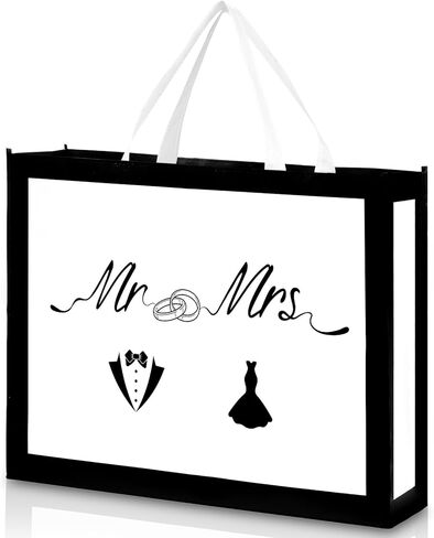 Extra Large Wedding Gift Bag, Jumbo Mrs & Mr Bag with Handles, Large Capacity Non-Woven Pouch for Couple, Bridal Shower, Newlyweds, Engagement, Anniversary, 19.7x15.8x5.9 Inch in Kuwait