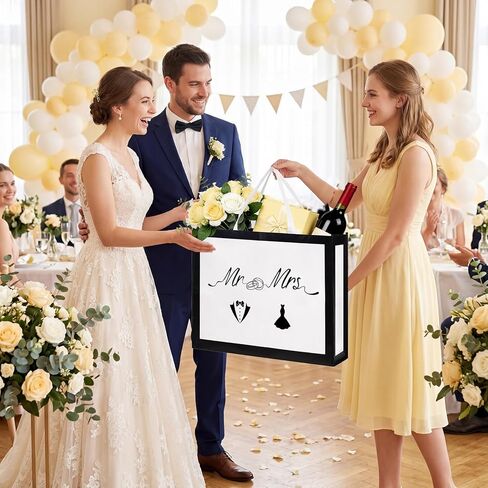 Extra Large Wedding Gift Bag, Jumbo Mrs & Mr Bag with Handles, Large Capacity Non-Woven Pouch for Couple, Bridal Shower, Newlyweds, Engagement, Anniversary, 19.7x15.8x5.9 Inch in Kuwait