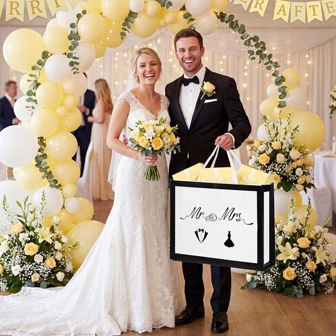 Extra Large Wedding Gift Bag, Jumbo Mrs & Mr Bag with Handles, Large Capacity Non-Woven Pouch for Couple, Bridal Shower, Newlyweds, Engagement, Anniversary, 19.7x15.8x5.9 Inch in Kuwait