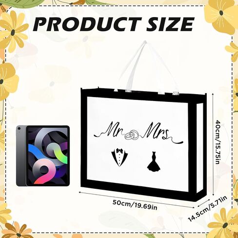 Extra Large Wedding Gift Bag, Jumbo Mrs & Mr Bag with Handles, Large Capacity Non-Woven Pouch for Couple, Bridal Shower, Newlyweds, Engagement, Anniversary, 19.7x15.8x5.9 Inch in Kuwait