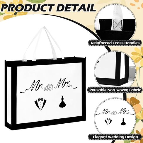 Extra Large Wedding Gift Bag, Jumbo Mrs & Mr Bag with Handles, Large Capacity Non-Woven Pouch for Couple, Bridal Shower, Newlyweds, Engagement, Anniversary, 19.7x15.8x5.9 Inch in Kuwait
