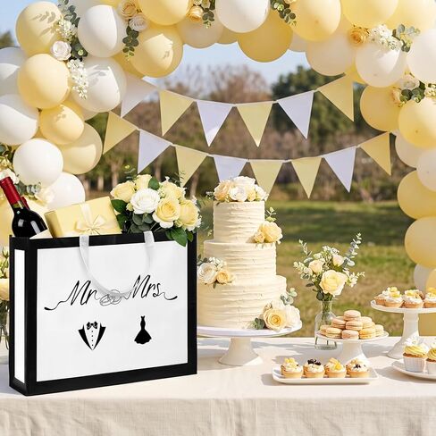 Extra Large Wedding Gift Bag, Jumbo Mrs & Mr Bag with Handles, Large Capacity Non-Woven Pouch for Couple, Bridal Shower, Newlyweds, Engagement, Anniversary, 19.7x15.8x5.9 Inch in Kuwait