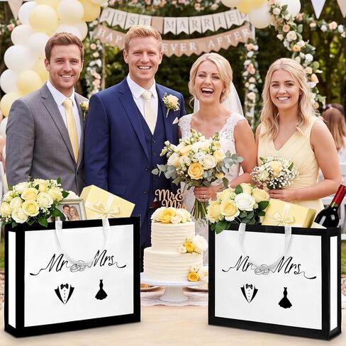 Extra Large Wedding Gift Bag, Jumbo Mrs & Mr Bag with Handles, Large Capacity Non-Woven Pouch for Couple, Bridal Shower, Newlyweds, Engagement, Anniversary, 19.7x15.8x5.9 Inch in Kuwait