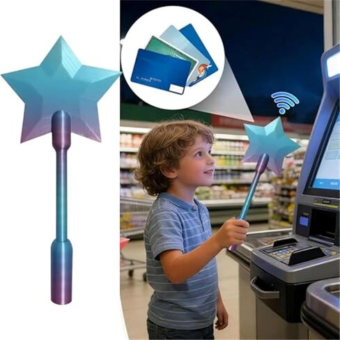 Xihongshi Magic Fairy Fairy Wand Credit Card Holder, Fairy Wand Credit Card Holder - 3D Printed Tap to Pay-Contactless Payment Holder, A Simple and Fun Contactless Payment Method (Blue gradient) in Saudi Arabia