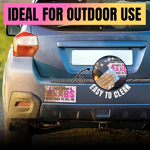 VOTANTA (7.5"x3.75") Check Your Boobs Mine Tried to Kill Me Bumper Sticker, Funny Saying Breast Cancer Awareness Decals Gifts for Car Truck Windows in Saudi Arabia