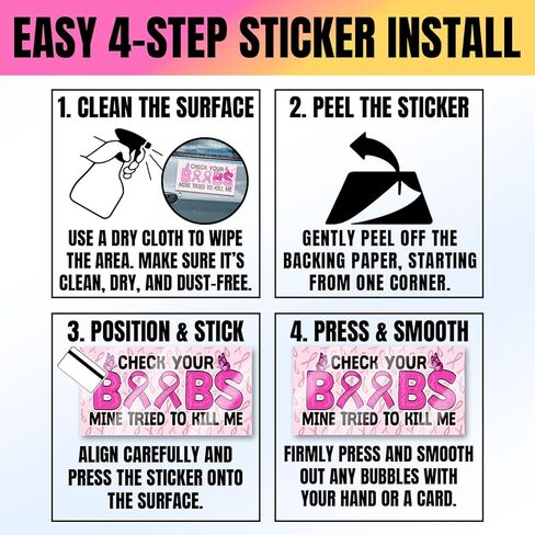 VOTANTA (7.5"x3.75") Check Your Boobs Mine Tried to Kill Me Bumper Sticker, Funny Saying Breast Cancer Awareness Decals Gifts for Car Truck Windows in Saudi Arabia