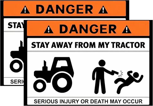 2 PCS Danger Stay Away from My Tractor Vinyl Sticker Decal — Waterproof UV-Resistant Tractor Warning Decal for Cars, Trucks, Bumper Stickers Smooth Surfaces — Heavy Duty Farm Humor Graphic in Kuwait