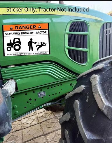 2 PCS Danger Stay Away from My Tractor Vinyl Sticker Decal — Waterproof UV-Resistant Tractor Warning Decal for Cars, Trucks, Bumper Stickers Smooth Surfaces — Heavy Duty Farm Humor Graphic in Kuwait
