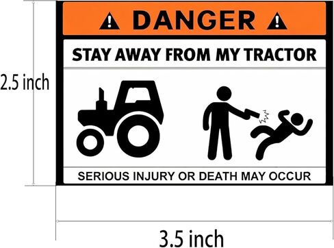 2 PCS Danger Stay Away from My Tractor Vinyl Sticker Decal — Waterproof UV-Resistant Tractor Warning Decal for Cars, Trucks, Bumper Stickers Smooth Surfaces — Heavy Duty Farm Humor Graphic in Kuwait