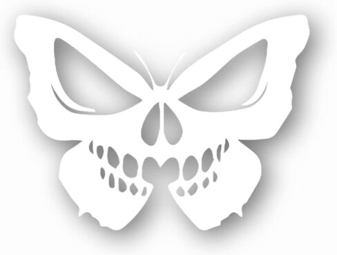 Skull Butterfly Clear Decal Sticker | Vinyl | for Car Bumper, Window, Laptop, Truck, Van, Water Bottle, Books Etc |Waterproof| (5", White) in Kuwait
