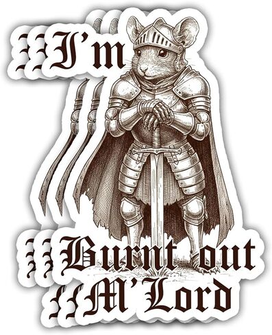 VOTANTA (3 Pcs, 3 inch) - I'm Burnt Out Mlord Mouse Sticker, Funny Knight Mouse Stickers, Medieval Decals, Funny Animal Mouse Lover Gifts Decoration for Laptops, Phones, Water Bottles in Saudi Arabia