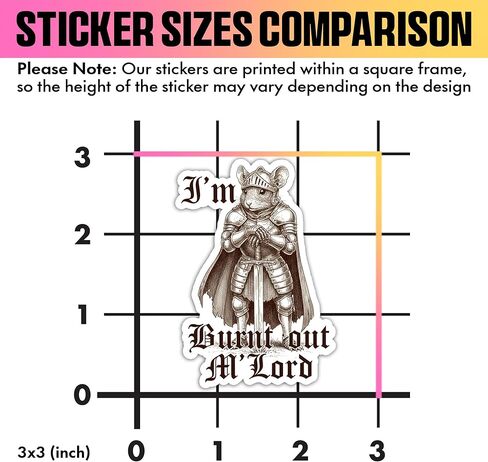 VOTANTA (3 Pcs, 3 inch) - I'm Burnt Out Mlord Mouse Sticker, Funny Knight Mouse Stickers, Medieval Decals, Funny Animal Mouse Lover Gifts Decoration for Laptops, Phones, Water Bottles in Saudi Arabia