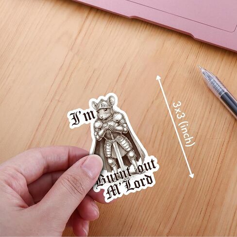 VOTANTA (3 Pcs, 3 inch) - I'm Burnt Out Mlord Mouse Sticker, Funny Knight Mouse Stickers, Medieval Decals, Funny Animal Mouse Lover Gifts Decoration for Laptops, Phones, Water Bottles in Saudi Arabia