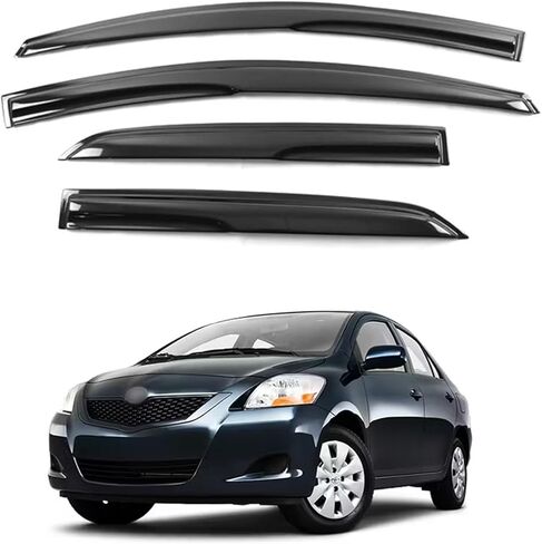 Window Visors for Toyota Yaris XP90 Sedan 2007 2008 2009 2010 2011 2012 2013, Window Deflector Rain Guards Sun Visors Vent Deflectors, Tape-On Style, 4 PCS in Saudi Arabia