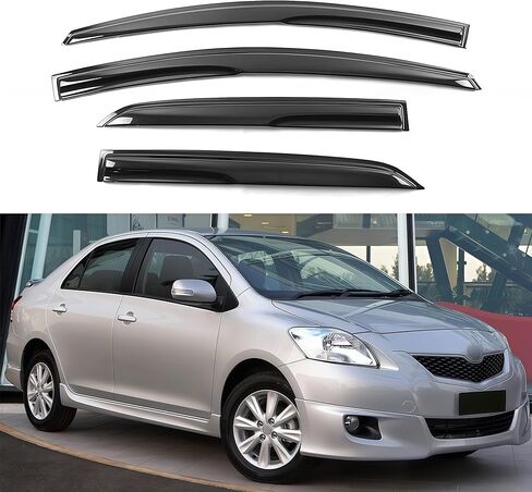 Window Visors for Toyota Yaris XP90 Sedan 2007 2008 2009 2010 2011 2012 2013, Window Deflector Rain Guards Sun Visors Vent Deflectors, Tape-On Style, 4 PCS in Saudi Arabia