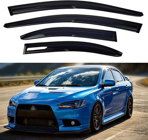 4PCS Window Visors for 2008-2017 Mitsubishi Lancer, Rain Guards Sun Shields Window Deflector, Side Window Deflectors, Tape-on, Mugen Style in Saudi Arabia