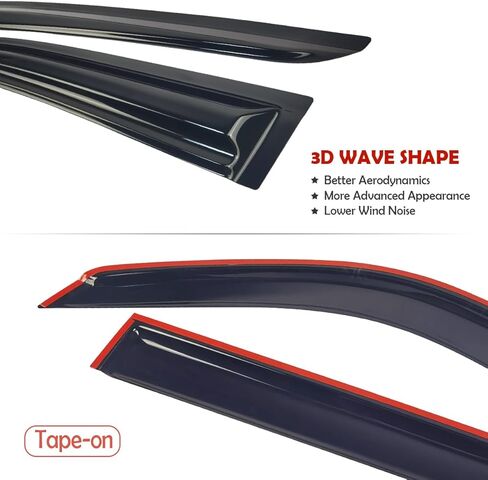 4PCS Window Visors for 2008-2017 Mitsubishi Lancer, Rain Guards Sun Shields Window Deflector, Side Window Deflectors, Tape-on, Mugen Style in Saudi Arabia