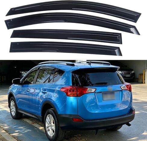 Window Visors Compatible with 2013-2018 Toyota RAV4, Full Black Mugen Style Rain Deflectors, Side Sun Shields, Exterior Vent Visors, 4PCS Tape-On in Saudi Arabia