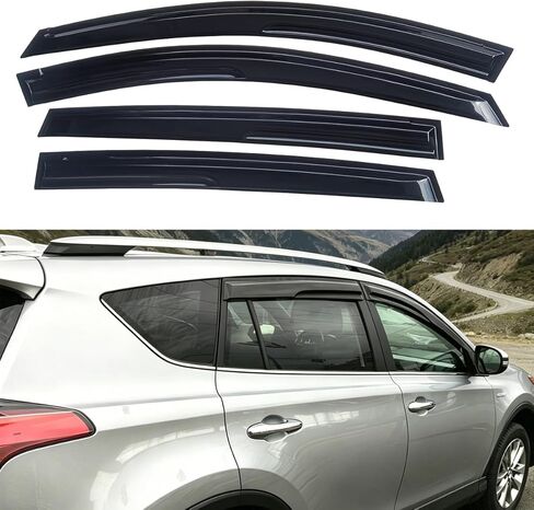 Window Visors Compatible with 2013-2018 Toyota RAV4, Full Black Mugen Style Rain Deflectors, Side Sun Shields, Exterior Vent Visors, 4PCS Tape-On in Saudi Arabia