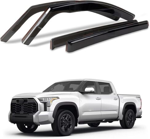 in-Channel Window Visors Compatible with Toyota Tundra CrewMax 2022-2024, 4PCS Dark Smoke Rain Guards, Sun Shields Window Deflector Wind Vent Visors in Saudi Arabia